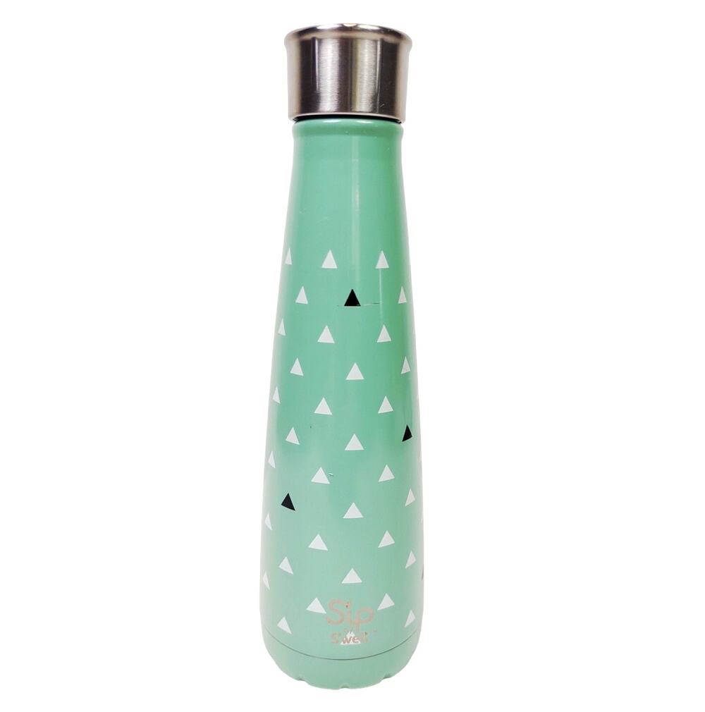 Sip by Swell Insulated Water Bottle Stainless Steel 15 oz Mint Green Triangles